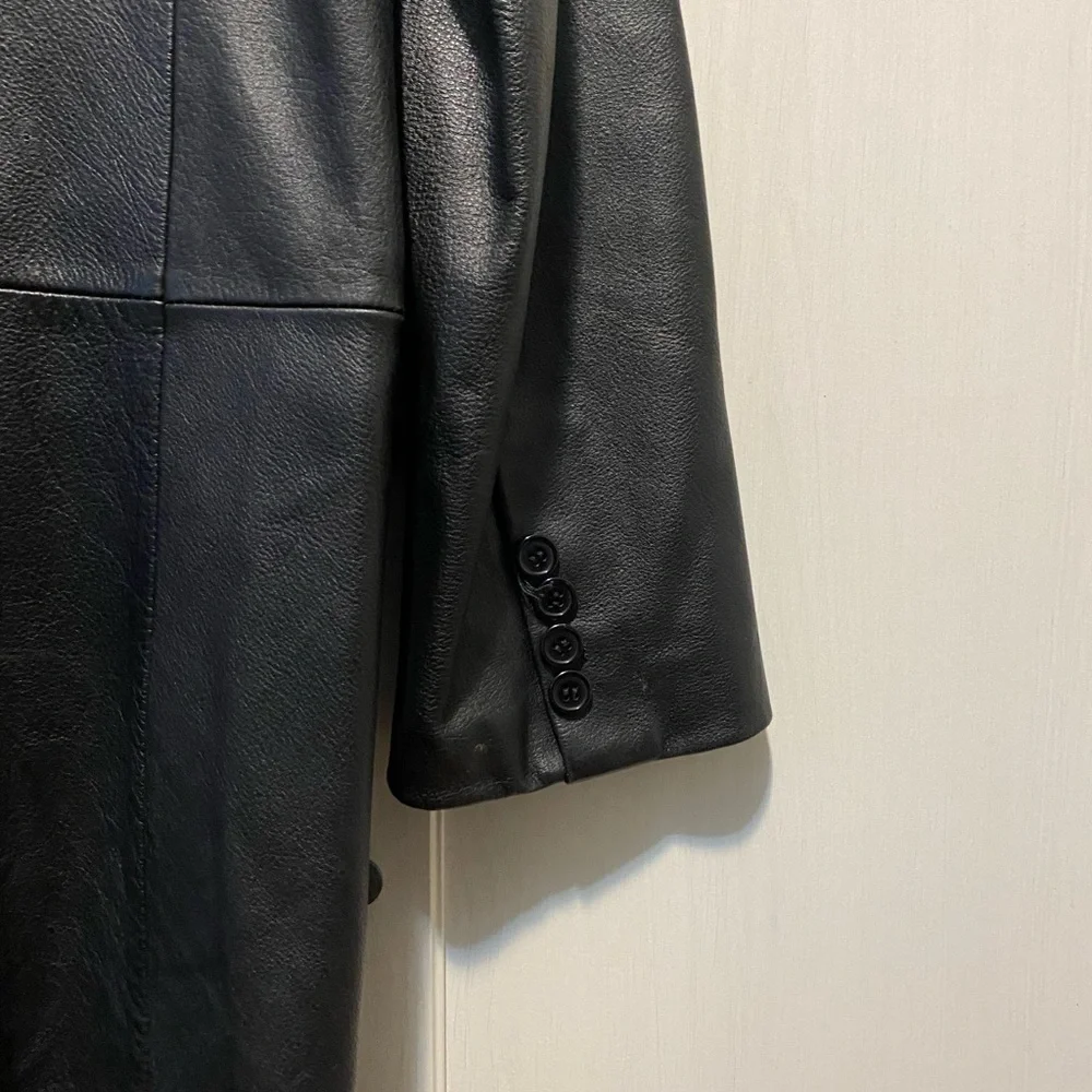 J. Percy vintage black leather coat - Picture 3 of 4